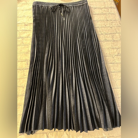 LAFAYETTE 148 NEW YORK GWENDA SKIRT PLEATED FLAIR RETRO BLUE DRAWSTRING WAIST S - Picture 9 of 11